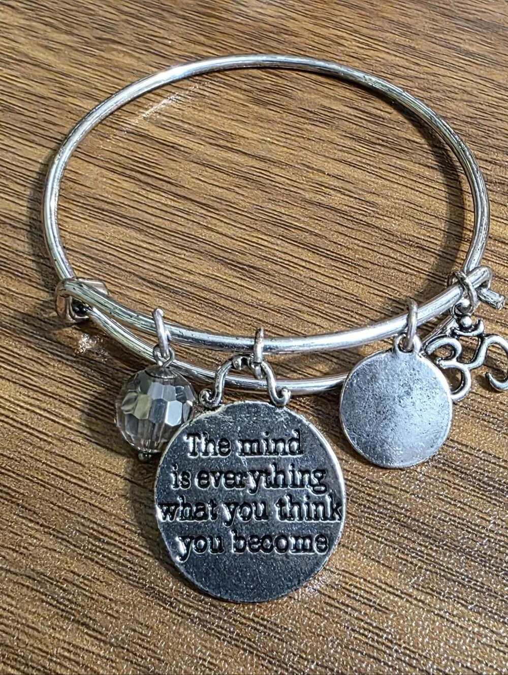 Silver-Tone Buddha Charm Bangle Bracelet - Two-Tone Gold & Silver
